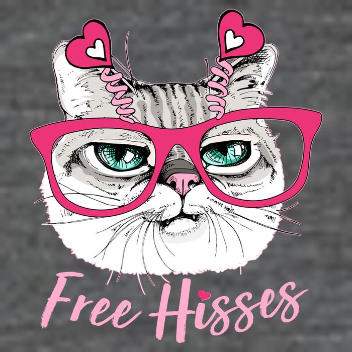 Funny Valentine Cat Free Hisses 7 Panel Mesh Trucker Snapback Hat