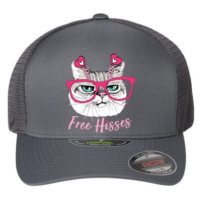 Funny Valentine Cat Free Hisses Flexfit Unipanel Trucker Cap