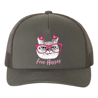 Funny Valentine Cat Free Hisses Yupoong Adult 5-Panel Trucker Hat