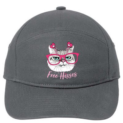 Funny Valentine Cat Free Hisses 7-Panel Snapback Hat