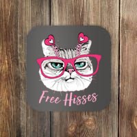 Funny Valentine Cat Free Hisses Coaster