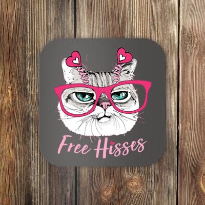 Funny Valentine Cat Free Hisses Coaster