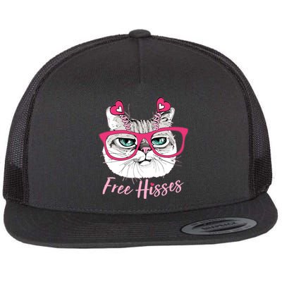 Funny Valentine Cat Free Hisses Flat Bill Trucker Hat