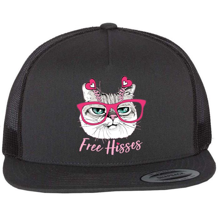 Funny Valentine Cat Free Hisses Flat Bill Trucker Hat