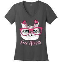 Funny Valentine Cat Free Hisses Women's V-Neck T-Shirt