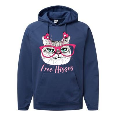 Funny Valentine Cat Free Hisses Performance Fleece Hoodie