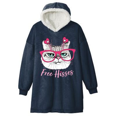 Funny Valentine Cat Free Hisses Hooded Wearable Blanket