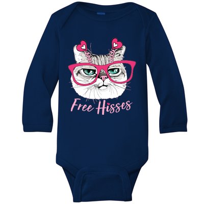 Funny Valentine Cat Free Hisses Baby Long Sleeve Bodysuit