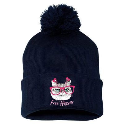 Funny Valentine Cat Free Hisses Pom Pom 12in Knit Beanie