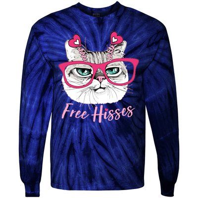 Funny Valentine Cat Free Hisses Tie-Dye Long Sleeve Shirt