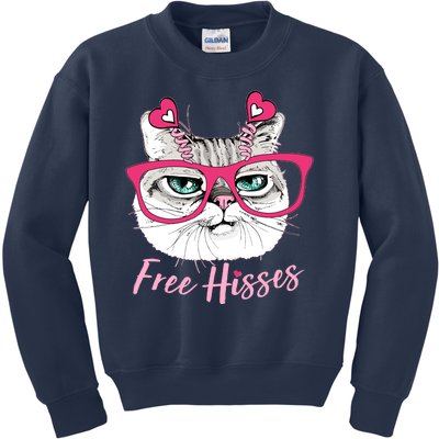 Funny Valentine Cat Free Hisses Kids Sweatshirt