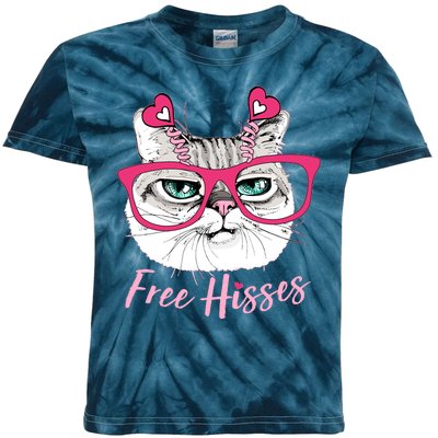 Funny Valentine Cat Free Hisses Kids Tie-Dye T-Shirt