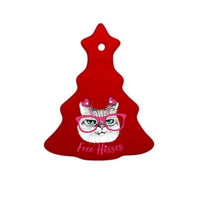 Funny Valentine Cat Free Hisses Ceramic Tree Ornament