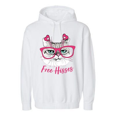 Funny Valentine Cat Free Hisses Garment-Dyed Fleece Hoodie