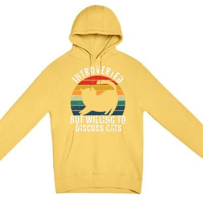 Funny Vintage Cats Lover Introverted But Willing To Discuss Gift Premium Pullover Hoodie