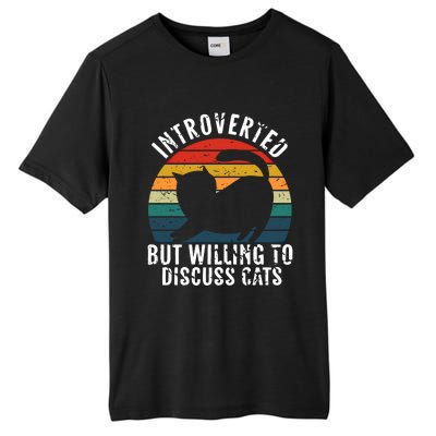 Funny Vintage Cats Lover Introverted But Willing To Discuss Gift Tall Fusion ChromaSoft Performance T-Shirt