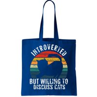 Funny Vintage Cats Lover Introverted But Willing To Discuss Gift Tote Bag