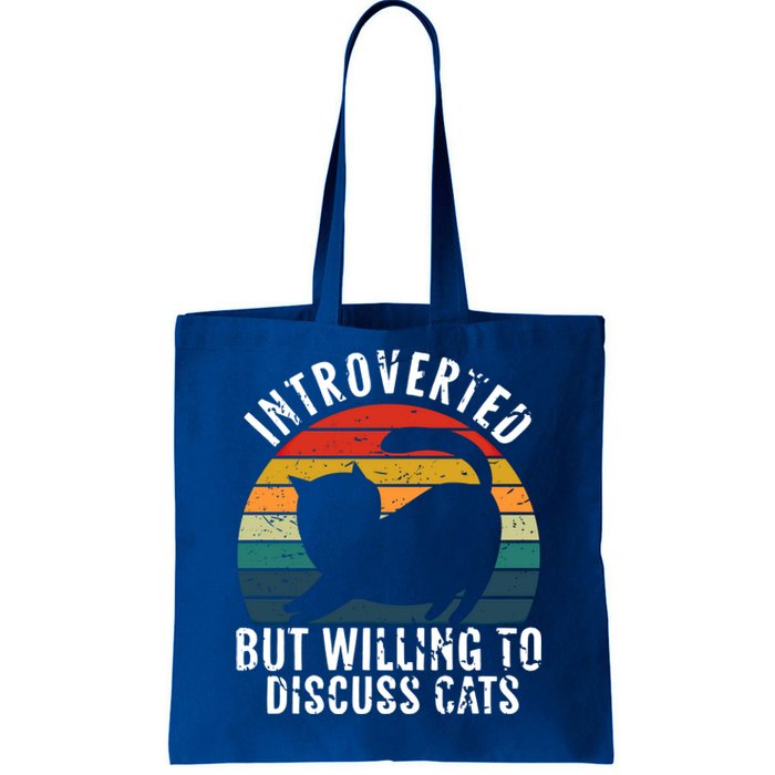 Funny Vintage Cats Lover Introverted But Willing To Discuss Gift Tote Bag