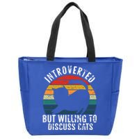 Funny Vintage Cats Lover Introverted But Willing To Discuss Gift Zip Tote Bag