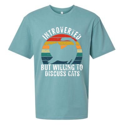 Funny Vintage Cats Lover Introverted But Willing To Discuss Gift Sueded Cloud Jersey T-Shirt