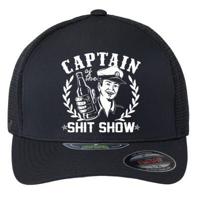 Funny Vintage Captain Of The Shit Show Flexfit Unipanel Trucker Cap