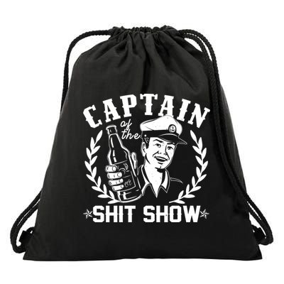 Funny Vintage Captain Of The Shit Show Drawstring Bag