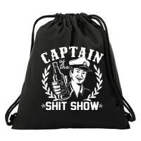 Funny Vintage Captain Of The Shit Show Drawstring Bag