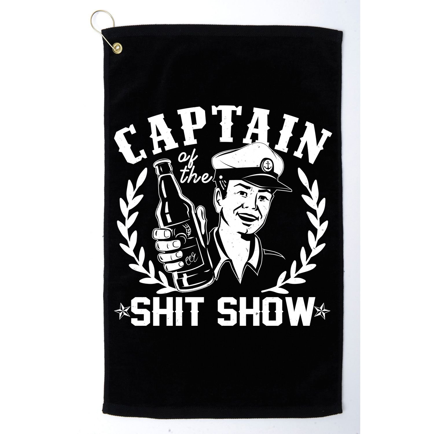 Funny Vintage Captain Of The Shit Show Golf Towel