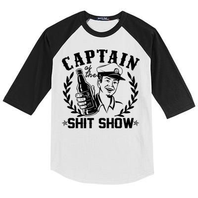 Funny Vintage Captain Of The Shit Show Kids Colorblock Raglan Jersey
