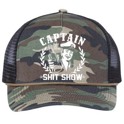 Funny Vintage Captain Of The Shit Show Retro Rope Trucker Hat Cap