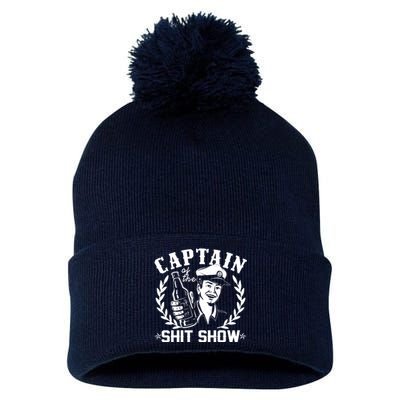 Funny Vintage Captain Of The Shit Show Pom Pom 12in Knit Beanie