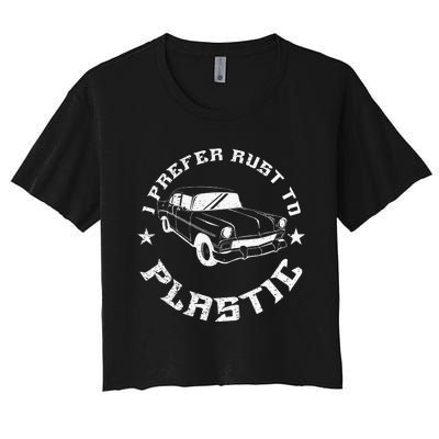 Funny Vintage Car Lover Oldtimer Quote Gag Women's Crop Top Tee