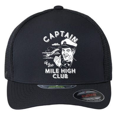 Funny Vintage Captain Of The Mile High Club Flexfit Unipanel Trucker Cap