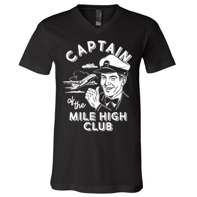 Funny Vintage Captain Of The Mile High Club V-Neck T-Shirt