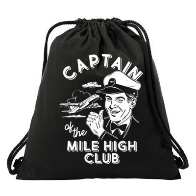 Funny Vintage Captain Of The Mile High Club Drawstring Bag