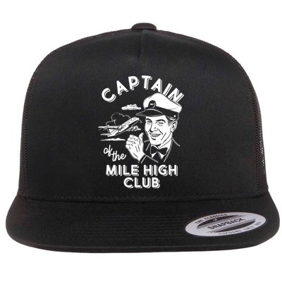 Funny Vintage Captain Of The Mile High Club Flatbill Hat