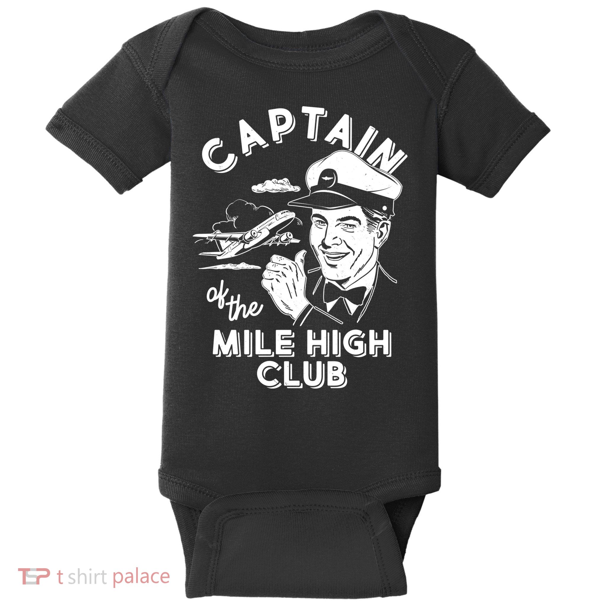 Funny Vintage Captain Of The Mile High Club Baby Bodysuit