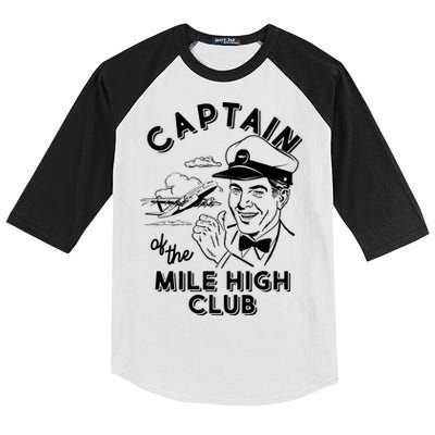 Funny Vintage Captain Of The Mile High Club Kids Colorblock Raglan Jersey
