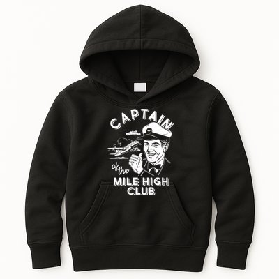 Funny Vintage Captain Of The Mile High Club Kids Hoodie