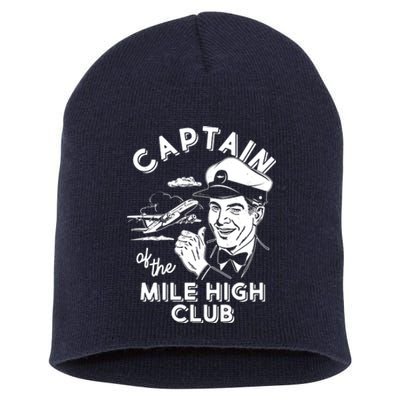 Funny Vintage Captain Of The Mile High Club Short Acrylic Beanie