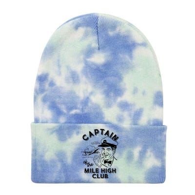 Funny Vintage Captain Of The Mile High Club Tie Dye 12in Knit Beanie