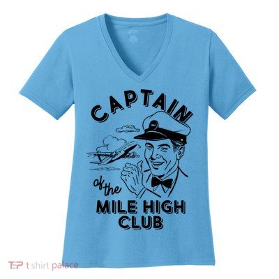 Funny Vintage Captain Of The Mile High Club Women's V-Neck T-Shirt