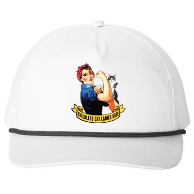 Funny Vintage Childless Cat Ladies Vote Rosie The Riveter Snapback Five-Panel Rope Hat