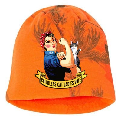 Funny Vintage Childless Cat Ladies Vote Rosie The Riveter Kati - Camo Knit Beanie