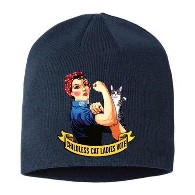 Funny Vintage Childless Cat Ladies Vote Rosie The Riveter Sustainable Beanie