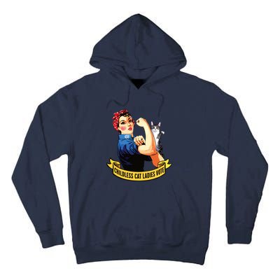 Funny Vintage Childless Cat Ladies Vote Rosie The Riveter Tall Hoodie