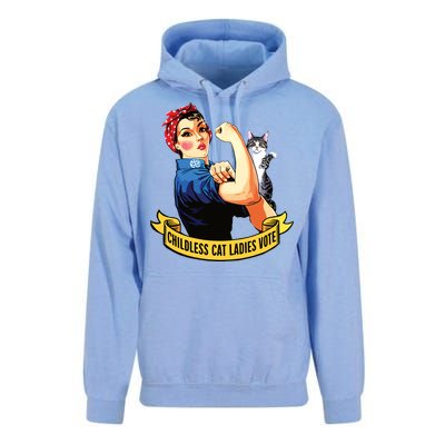 Funny Vintage Childless Cat Ladies Vote Rosie The Riveter Unisex Surf Hoodie