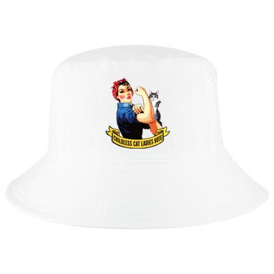 Funny Vintage Childless Cat Ladies Vote Rosie The Riveter Cool Comfort Performance Bucket Hat