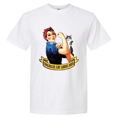 Funny Vintage Childless Cat Ladies Vote Rosie The Riveter Garment-Dyed Heavyweight T-Shirt