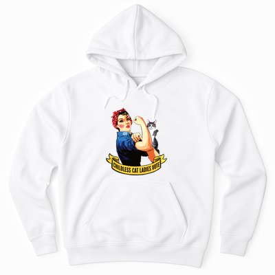 Funny Vintage Childless Cat Ladies Vote Rosie The Riveter Hoodie